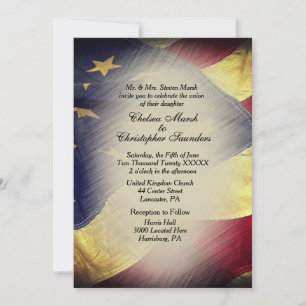 Vintage American Flag Wedding Invitation