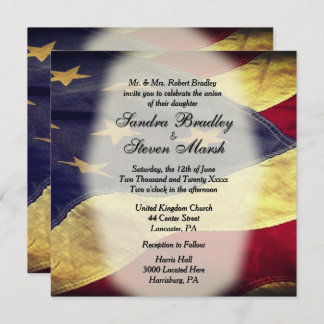 Vintage American Flag Wedding Invitations