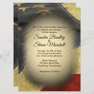 Vintage American Flag Wedding Invitations