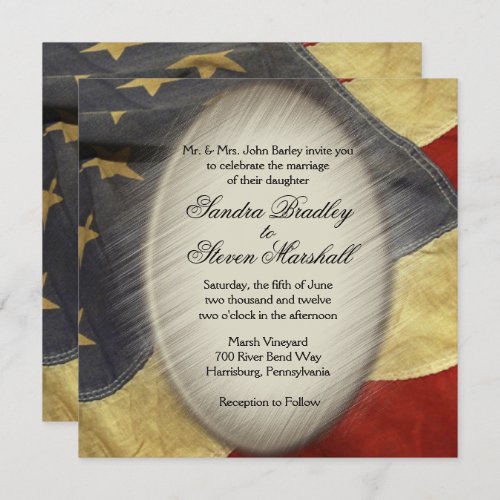 Vintage American Flag Wedding Invitations