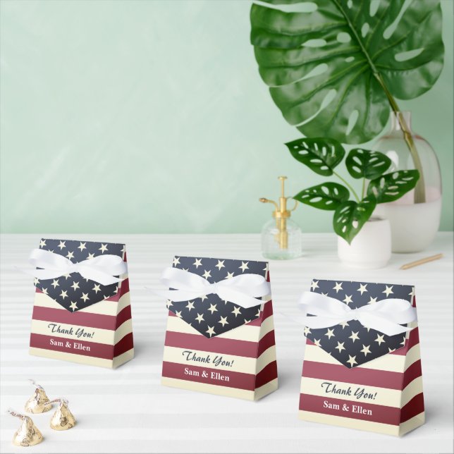 Vintage American flag wedding party favor box (Multiple)