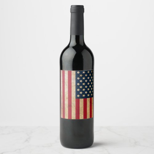 Vintage American Flag Wine Bottle Label