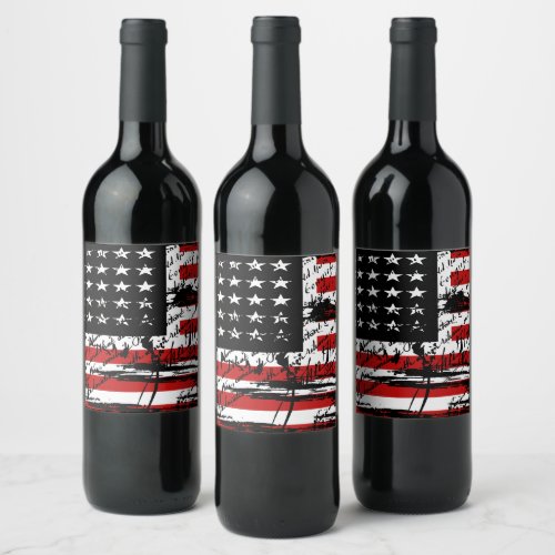 Vintage American  Flag  Wine Label