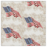 Vintage American Flag with Gold Glitter Fireworks Fabric