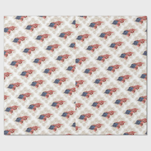Vintage American Flag with Gold Glitter Fireworks Wrapping Paper
