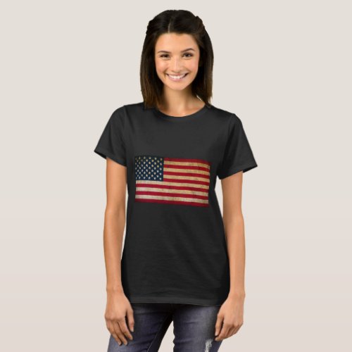 Vintage American Flag Womens Basic T_Shirt