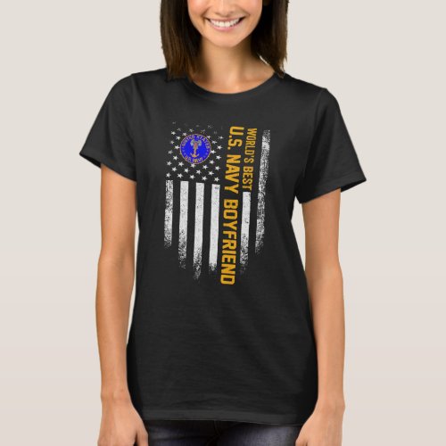 Vintage American Flag World S Best Us Navy Proud B T_Shirt