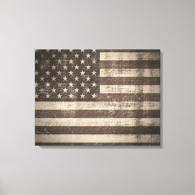 Vintage American Flag Wrapped Canvas (Front)