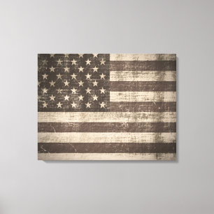 Vintage American Flag Wrapped Canvas Print