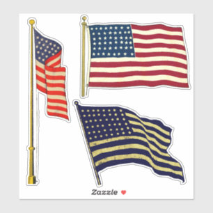 Vintage American Flags Sticker