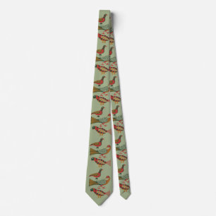 Vintage American Folk Art Birds Floral Art Neck Tie