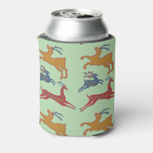Vintage American Folk Art Deer Custom Color Can Cooler