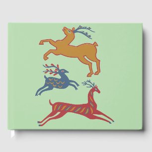 Vintage American Folk Art Deer Custom Color Guest Book