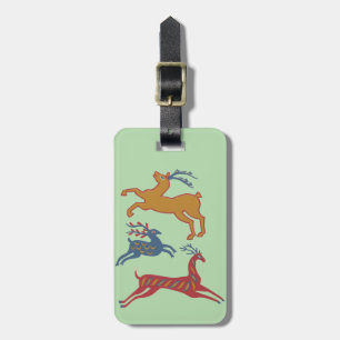 Vintage American Folk Art Deer Custom Color Luggage Tag