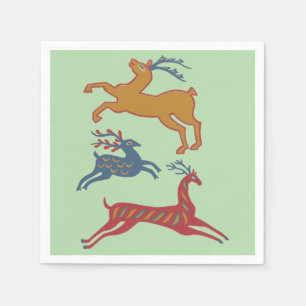 Vintage American Folk Art Deer Custom Color Napkins