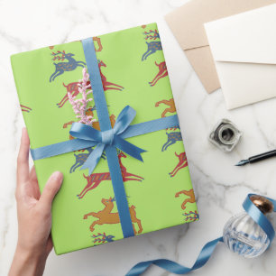 Vintage American Folk Art Deer Custom Color Wrapping Paper