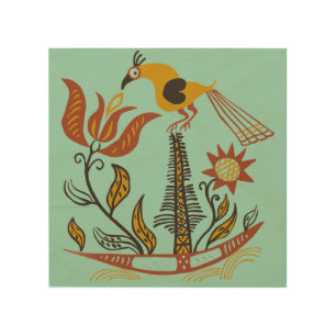 Vintage American Folk Art Tulip Bird Custom Color