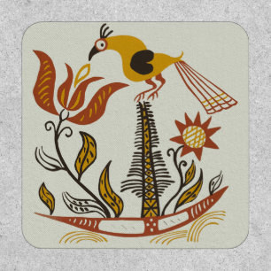 Vintage American Folk Art Tulip Bird Custom Color Patch