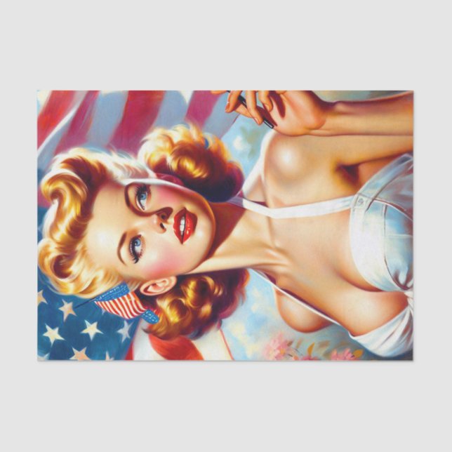 Vintage American Girl Painting Tissue Paper (Front)