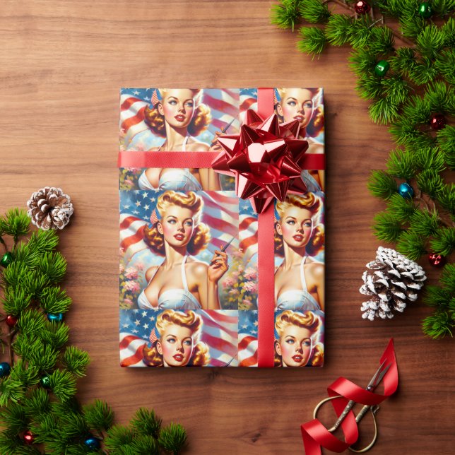 Vintage American Girl Painting Wrapping Paper (Holiday Gift)