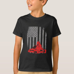 Vintage American Go Kart Racing with USA Flag T-Shirt