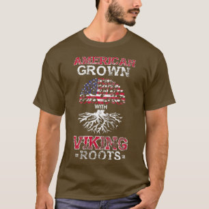 Vintage American Grown With Viking Roots Norse T-Shirt
