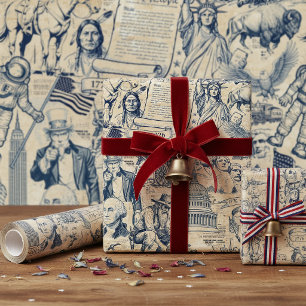 Vintage American History Collage USA 250 ID1308 Wrapping Paper