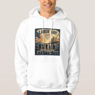 Vintage American Labor Day Worker Tribute Art Hoodie