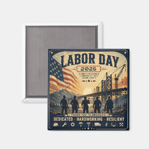 Vintage American Labor Day Worker Tribute Art Magnet