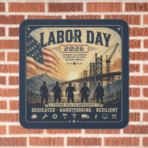 Vintage American Labor Day Worker Tribute Art Metal Sign
