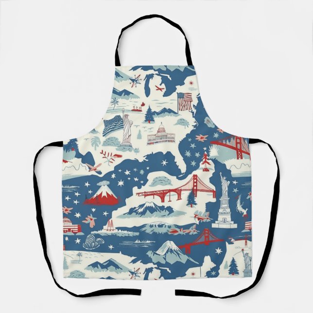 Vintage American Landmark Pattern (2) Apron (Front)