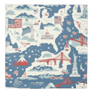 Vintage American Landmark Pattern (2) Duvet Cover
