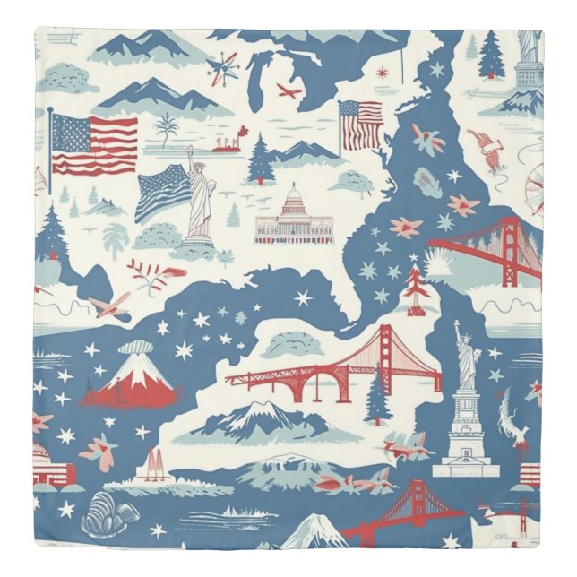 Vintage American Landmark Pattern (2) Duvet Cover (Front)