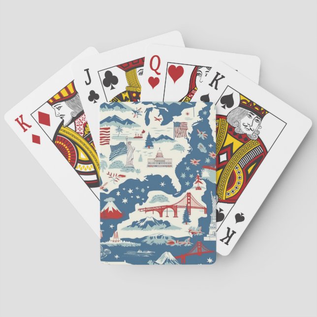 Vintage American Landmark Pattern (2) Poker Cards (Back)
