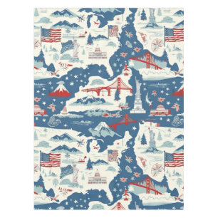 Vintage American Landmark Pattern (2) Tablecloth