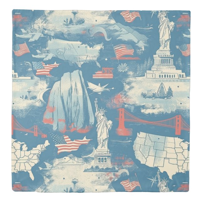 Vintage American Landmark Pattern (3) Duvet Cover (Front)