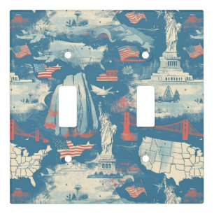 Vintage American Landmark Pattern (3) Light Switch Cover