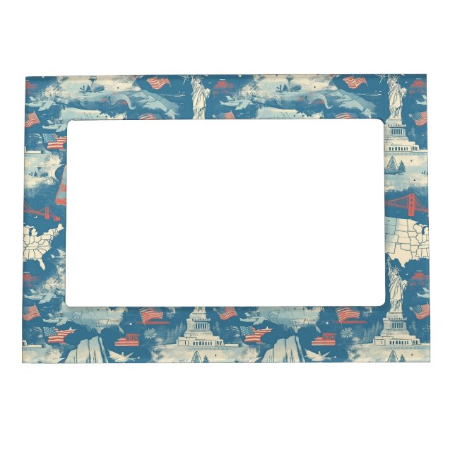 Vintage American Landmark Pattern (3) Magnetic Frame (Front)