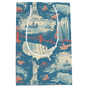Vintage American Landmark Pattern (3) Medium Gift Bag