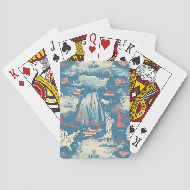 Vintage American Landmark Pattern (3) Poker Cards (Back)