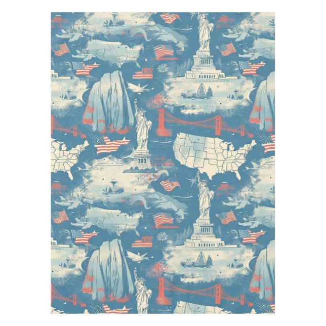 Vintage American Landmark Pattern (3) Tablecloth (Front)