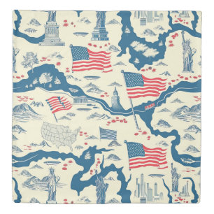 Vintage American Landmark Pattern (4) Duvet Cover