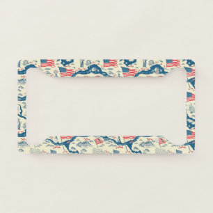 Vintage American Landmark Pattern (4) License Plate Frame