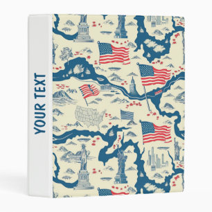 Vintage American Landmark Pattern (4) Mini Binder