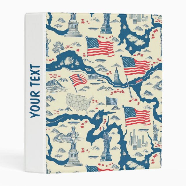 Vintage American Landmark Pattern (4) Mini Binder (Front/Spine)