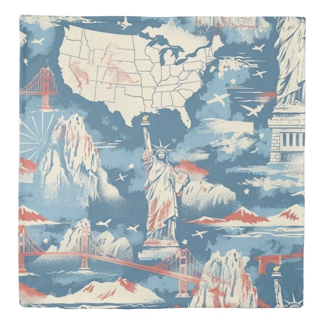 Vintage American Landmark Pattern – Liberty, USA  Duvet Cover (Front)