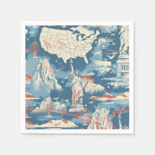 Vintage American Landmark Pattern – Liberty, USA  Napkins