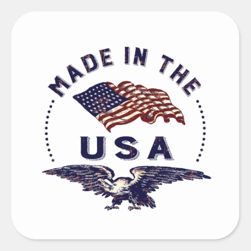 Vintage American Made in the USA Square Sticker
