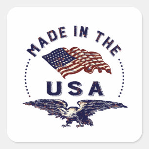 Vintage American Made in the USA Square Sticker