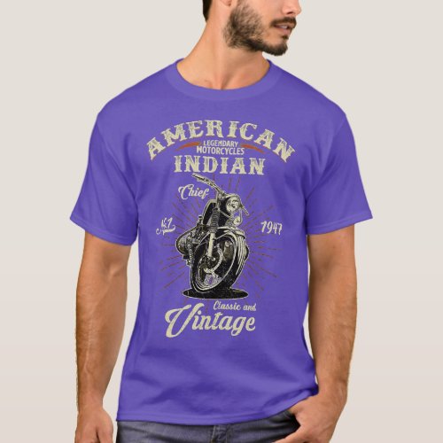 Vintage American Motorcycle Indian for Old Biker G T_Shirt